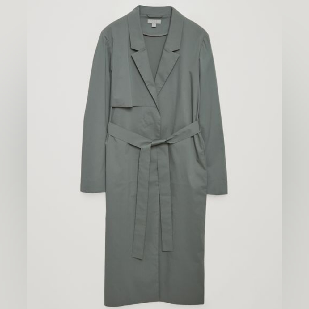 COS Sage Moss Green Tailored Trench Coat